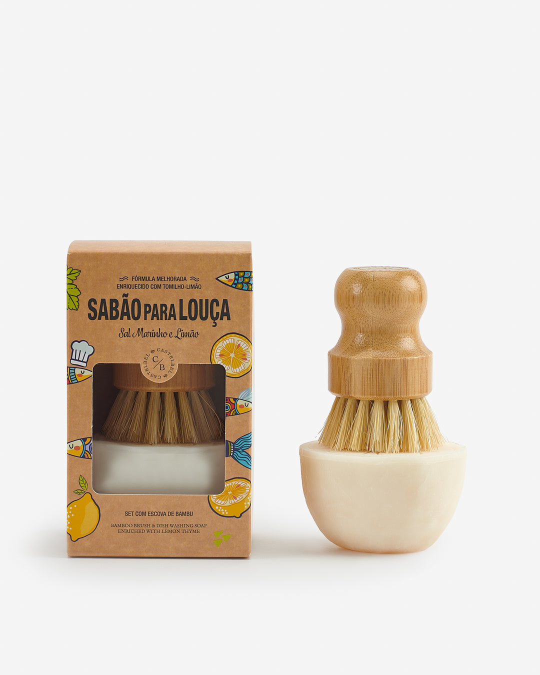 Sardine Dishwashing Soap & Bamboo Brush Set